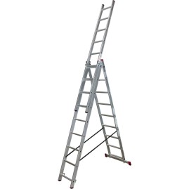 Алюминиевая трехсекционная лестница 3х9 KRAUSE CORDA 013392