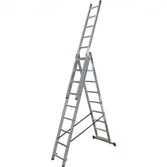 Алюминиевая трехсекционная лестница 3х9 KRAUSE CORDA 013392