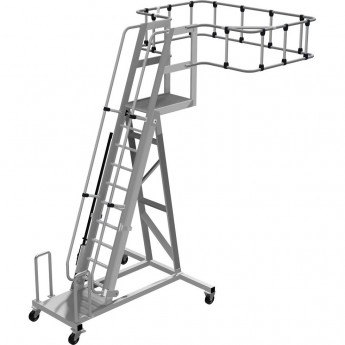 Трап KRAUSE для цистерн, резиновые колеса, угловое ограждение, алюм. решетка