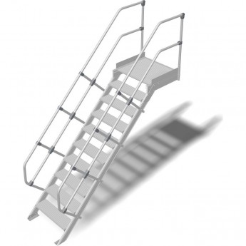 Трап с платформой стационарный KRAUSE 10 ступеней, ширина 800 мм 60°