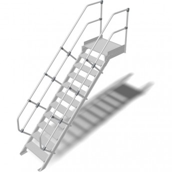 Трап с платформой стационарный KRAUSE 11 ступеней, ширина 600 мм 45°