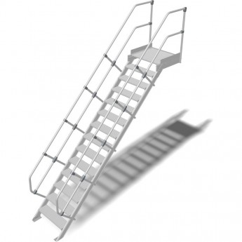 Трап с платформой стационарный KRAUSE 14 ступеней, ширина 1000 мм 60°