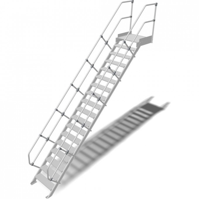 Трап с платформой стационарный KRAUSE 18 ступеней, ширина 1000 мм 60° 825476