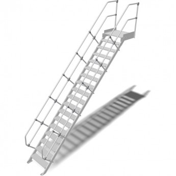 Трап с платформой стационарный KRAUSE 18 ступеней, ширина 800 мм 45°