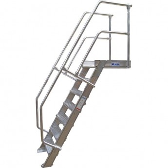 Трап с платформой стационарный KRAUSE 7 ступеней, ширина 600 мм 60°